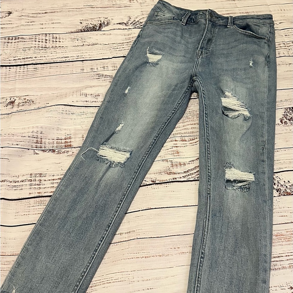 Risen - distressed jeans, freyed bottoms size 9